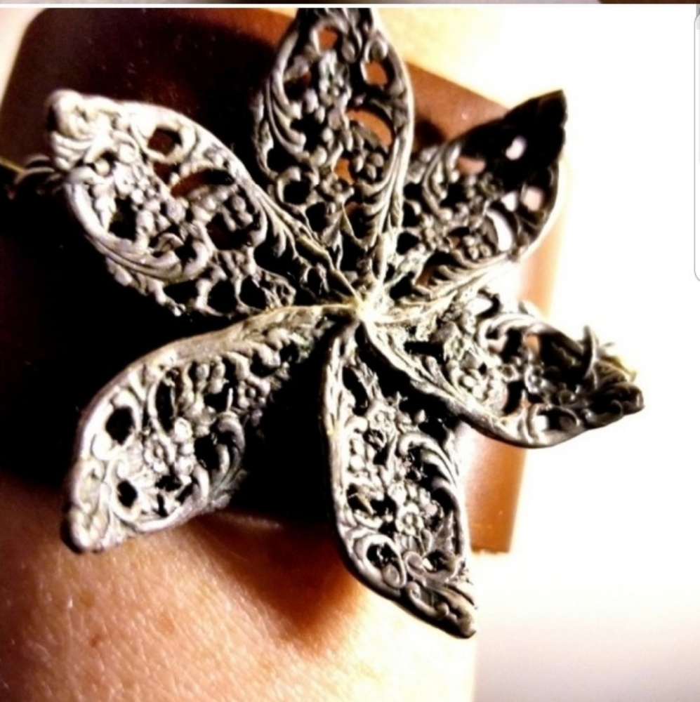 Oxidized Sterling Silver & Leather Cuff Bracelet